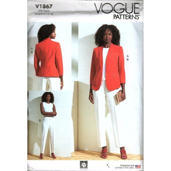 Vogue V1867 Misses 6 to 14 Anne Klein Jacket and Pants Size Uncut Sewing Pattern - Picture 1 of 2